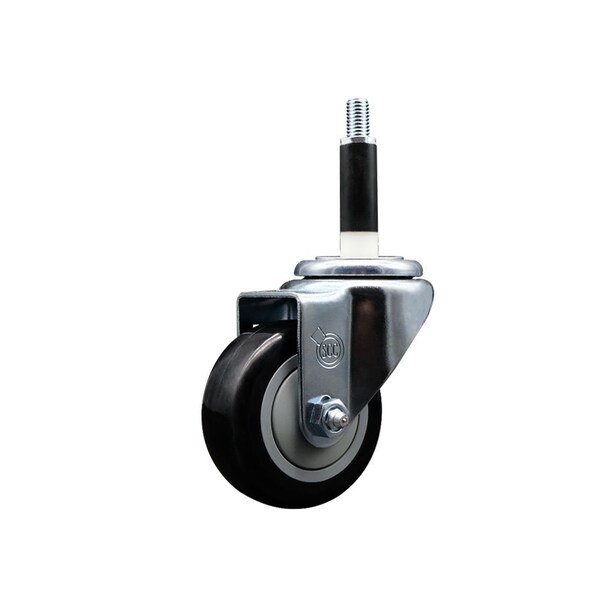 3'' SS Black Poly Wheel Swivel 7/8'' Expanding Stem Caster